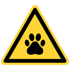 Pfote und Warnschild