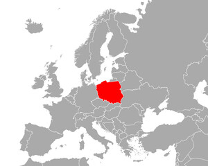 Karte von Polen in Europa - obrazy, fototapety, plakaty