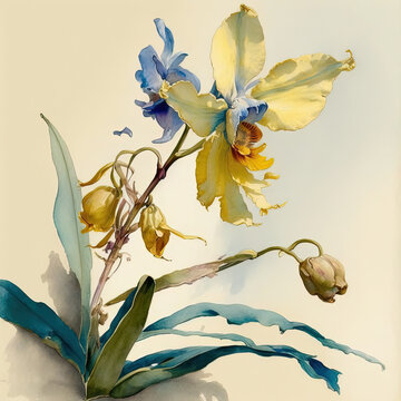 Orchid Watercolor - Generative AI