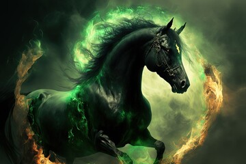 illustration of greenish gray Horse from revelation 6:8	
