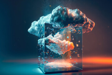 Cloud computing technology concept. Futuristic illustration AI generated	
