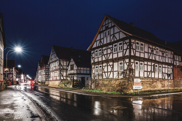 The historic Village of Herleshausen at night