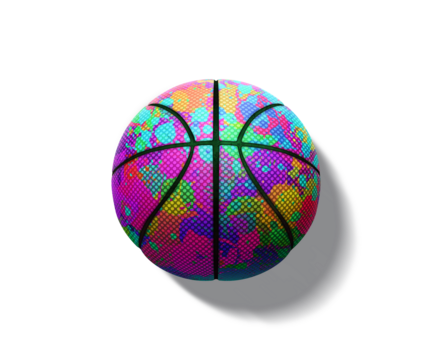 neon color basetball on isolated white background