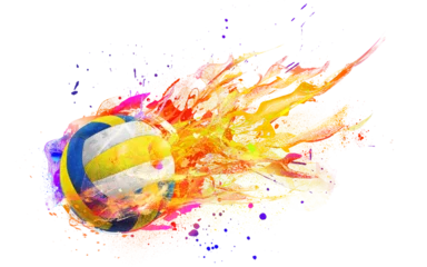 volleyball with flames isolated on white © T-Images