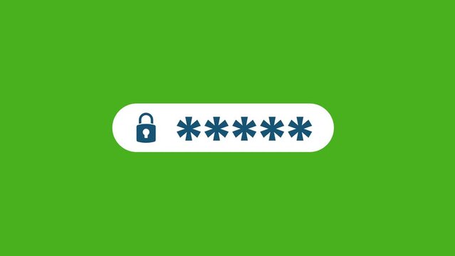 Security system password animation.chroma key.green screen
