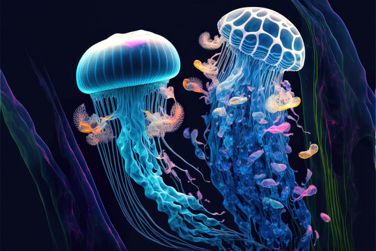 Jelly Fish, Quallen, ai generated