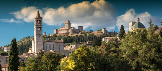 Assisi. PG. Veduta verso la Rocca dalla Basilica di Santa Chiara
