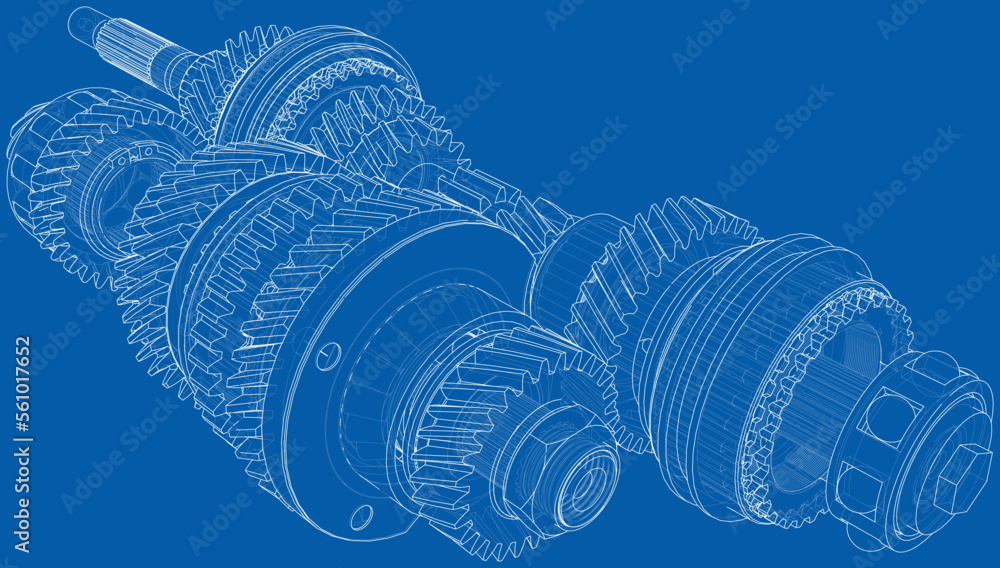 Poster gearbox sketch. vector