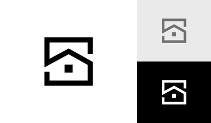 Letter S monogram with house shape logo design vector