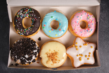 box with a variety of donuts