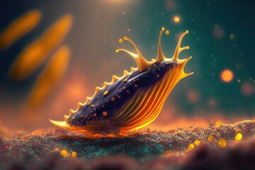 illustration of sea creature Nudibranchs, commonly known as sea slug, Generative Ai
