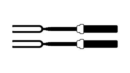 Marshmallow fork or Telescoping extendable roasting fork, simple black flat icon, isolated on white background. Vector illustration in trendy style. Editable graphic resources for many purposes. 