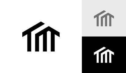 Fototapeta Letter TM monogram with house shape logo design vector obraz