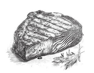 Meat beef steak hand drawn sketch Vector illustration.
