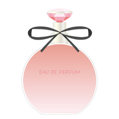 宝石が付いたかわいいピンクの香水瓶のイラスト素材