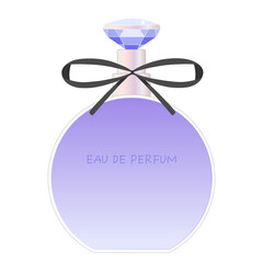 宝石が付いたかわいい青色の香水瓶のイラスト素材