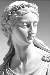 Une statue/sculpture féminine stoïque en marbre