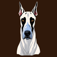 great dane dog drawn digital painting watercolor illustration - obrazy, fototapety, plakaty