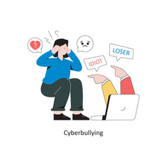 Fototapeta na wymiar Cyberbullying flat style design vector illustration. stock illustration