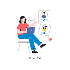 Group Call flat style design vector illustration. stock illustration