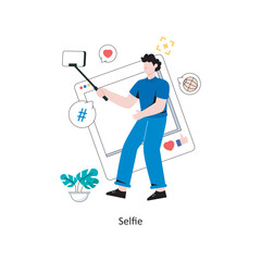 Selfie flat style design vector illustration. stock illustration