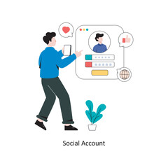 Social Account flat style design vector illustration. stock illustration