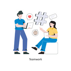 Teamwork flat style design vector illustration. stock illustration