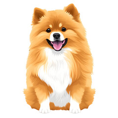 Obraz premium cute pomeranian drawn digital painting watercolor illustration