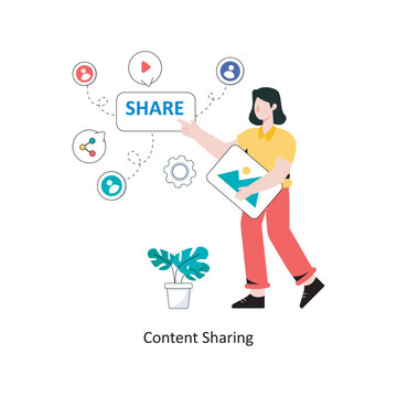 Content Sharing flat style design vector illustration. stock illustration