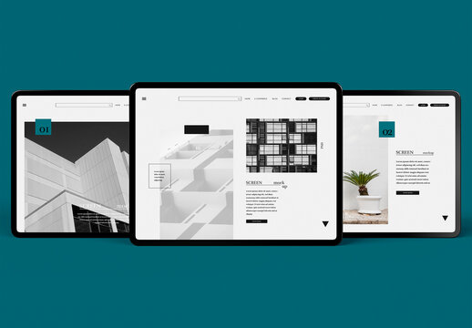 Tablet UI Screens Mockup