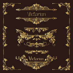 Vintage design lace borders monogram logo and corners, dividers Vector set art deco floral ornaments elements