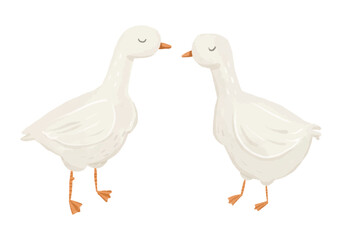 simlple illustration of goose, handpainted childish vector