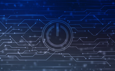Power button technology background.
Innovation switch, abstract circuit board background with power button
