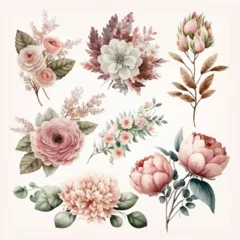 Foto auf Alu-Dibond Bouquet of watercolor flowers for cards, invitations  © Alice