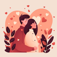 Cute couple in love. Drawing for valentine's day