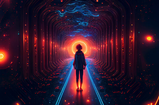 Interdimensional travel and parallel universes, ai illustration