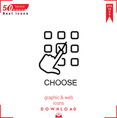 CHOOSE icon vector . Business marketing management, CHOOSE icons , simple, isolated, application , logo, flat icon for website design or mobile applications, 
UI  UX design Editable stroke. EPS10