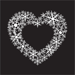 Christmas card with a heart of snowflakes. Happy New Year!