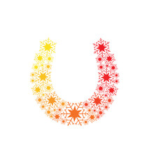 Horseshoe of happiness from snowflakes. Christmas card. Winter mood. Happy New Year!