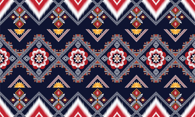 Abstract ethnic geometric flower pattern design pattern for background,fabric,wrapping,clothing,carpet,wallpaper,clothing,wrapping,batik,fabric