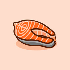 fish fillet steak cute illustration concept in cartoon style