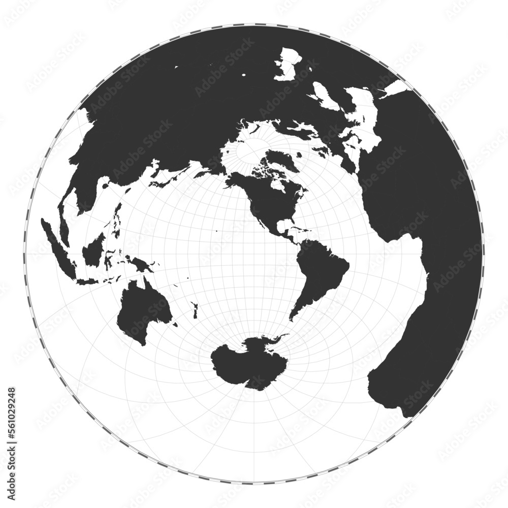 Poster world map vector illustration. airy's minimum-error azimuthal projection. plain world geographical m