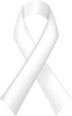 Realistic White Ribbon. Symbol of protection of the traditional family, solidarity with the problems of multiple exostoses, protection of women from violence, safe motherhood, suicide among gay teenag