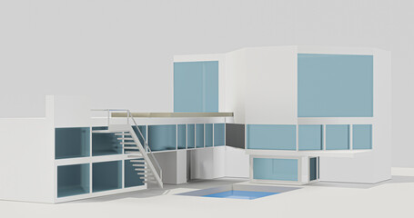 Hotel building  3d rendering image