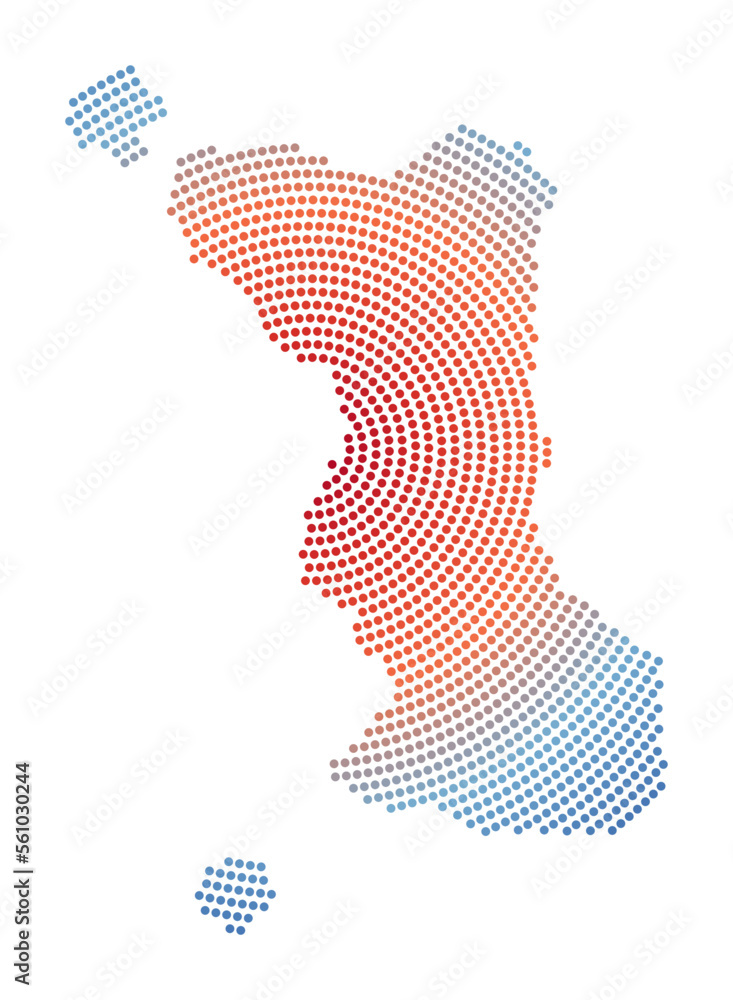 Poster malapascua island dotted map. digital style shape of malapascua island. tech icon of the island with