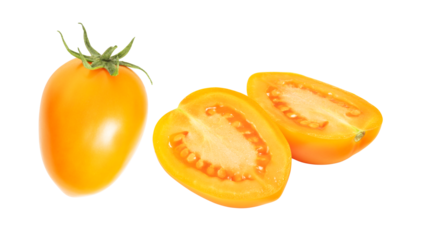 orange tomatoes isolated on white. the entire image in sharpness.