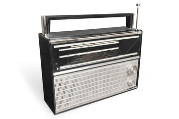 Black old retro worn radio