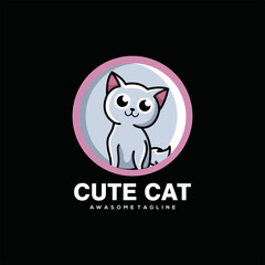 Cat cartoon cute illustration logo design