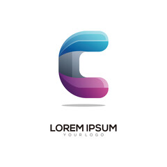 Letter C colorful logo design template modern