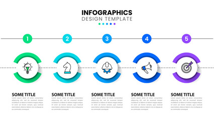 Infographic template. Timeline with circles and 5 steps